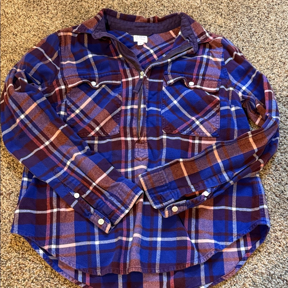 J. Crew Women’s Plaid Flannel Quarter Zip